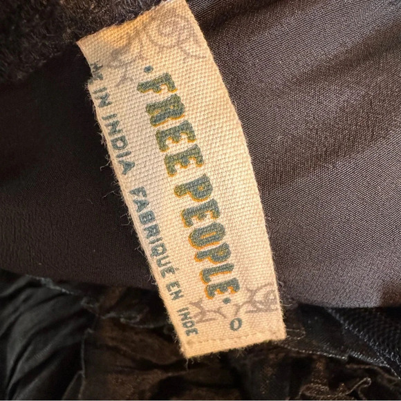 Free People Black Mesh Pleated Ruffle Tiered Mini Cocktail Party Dress Size 0 - Picture 10 of 12